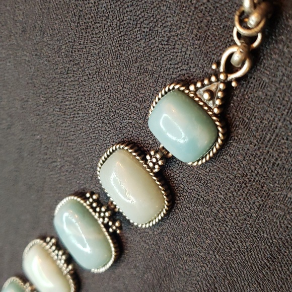 Lucky Brand Blue Cabochon Stone Pave Link Line Bracelet - Picture 6 of 9